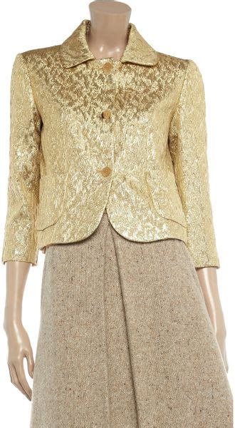 michael kors gold brocade jacket|Micheal Kors Gold Brocade Cropped Jacket Size P .